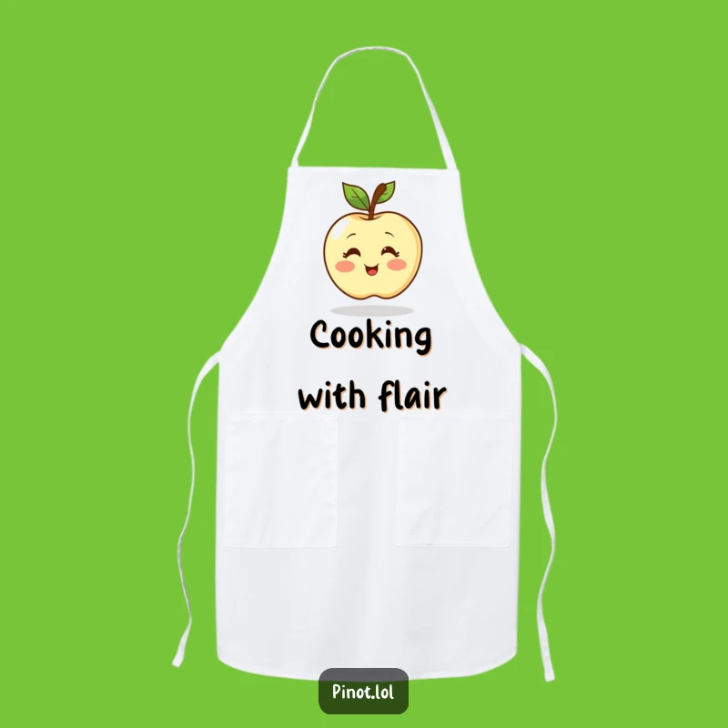 Funny Blushing Apple Apron - Kitchen Fun with a Spinning Fruit Character