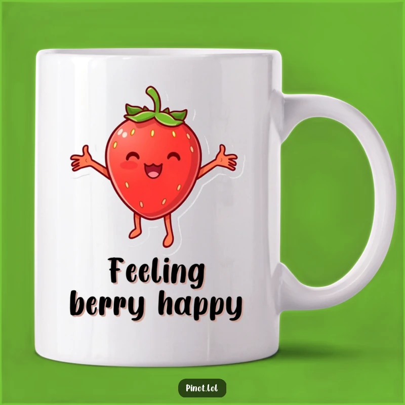 Funny Cheesy Strawberry Mug: Joyful Dance, Perfect Humorous Gift!