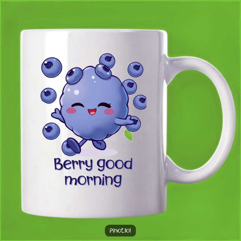 Funny Winking Blueberries Mug: Playful Fruit Character, Perfect Humorous Gift!
