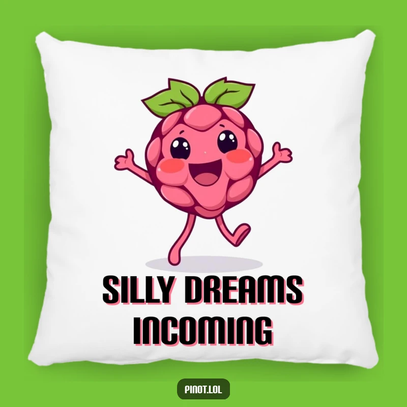 Funny Raspberry Silly Walk Pillow: Snuggle Up with a Quirky Berry Buddy!