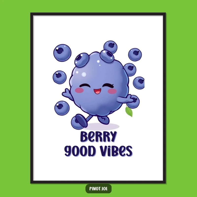 Funny Blueberries Skip Digital Art: Instant Cheer with a Playful Berry!