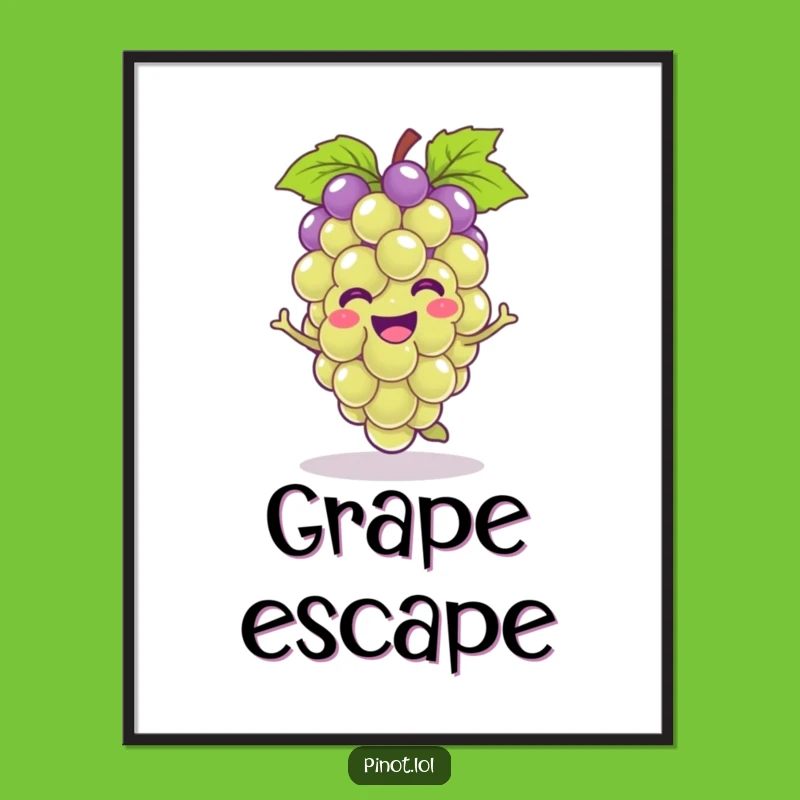 Funny Kawaii Grape Hop Digital Print - Instant Happy Art & Funny Gift