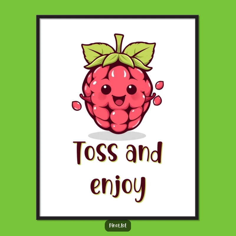Funny Kawaii Raspberry Juggling Digital Art - Instant Skillful Decor & Funny Gift