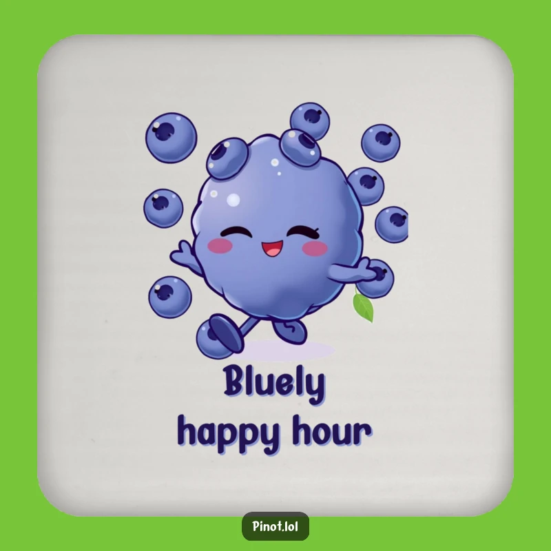Funny Blueberries Skip Coasters: Protect Surfaces with Playful Berry Art!