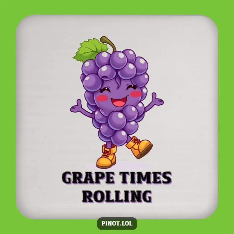Funny Grapes Hop Coasters: Protect Surfaces with a Cheerful Character!