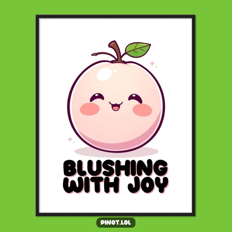 Funny Plum Giggle Poster: Blushing Fruit Art, Joyful Decor, Unique Funny Gift