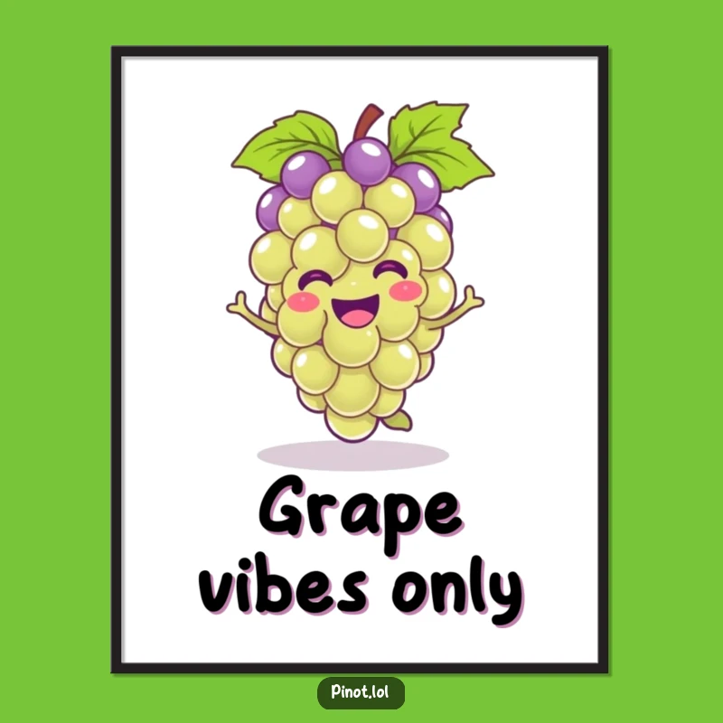 Funny Kawaii Grape Hop Poster - Vibrant & Funny Wall Art Gift