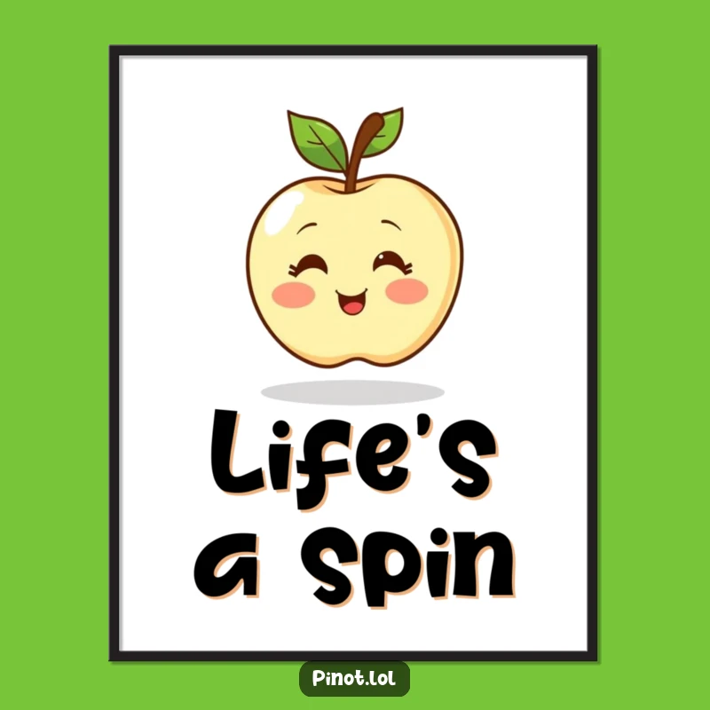Funny Blushing Apple Poster - Vibrant Spinning Character for Wall Art