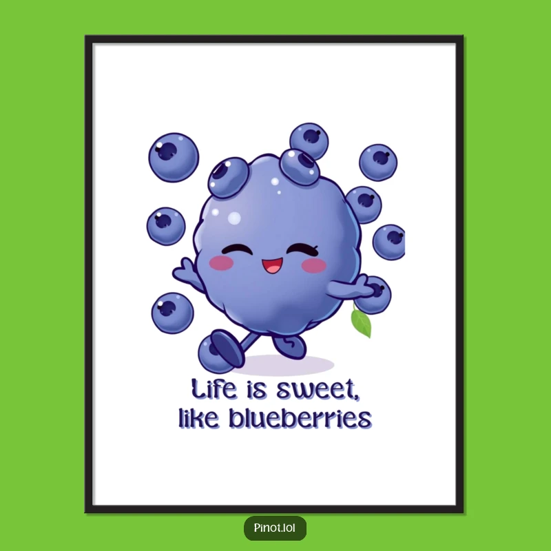 Free Printable Wall Art: Winking Blueberry Skip, Humorous Downloadable Decor