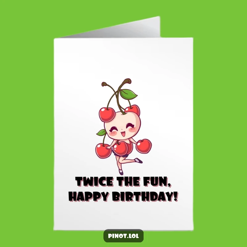 Free Printable Birthday Card: Giggling Cherries Balance, Funny Downloadable Gift
