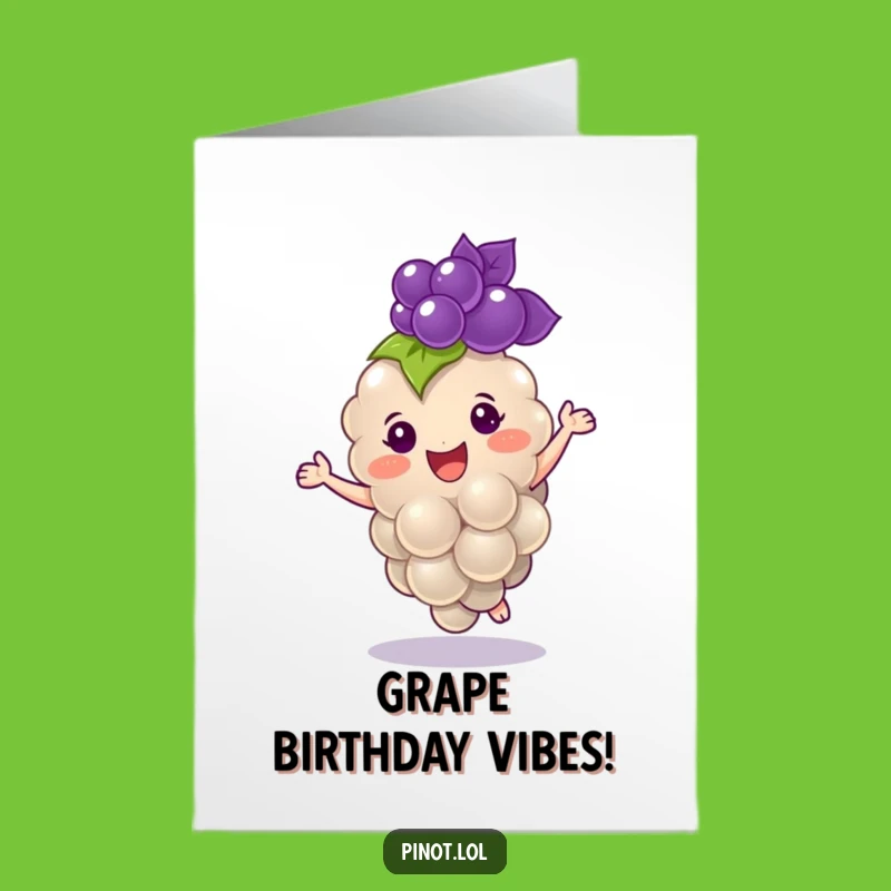 Free Printable Grape Birthday Card: Funny Dancing Grape Downloadable Gift for Fun