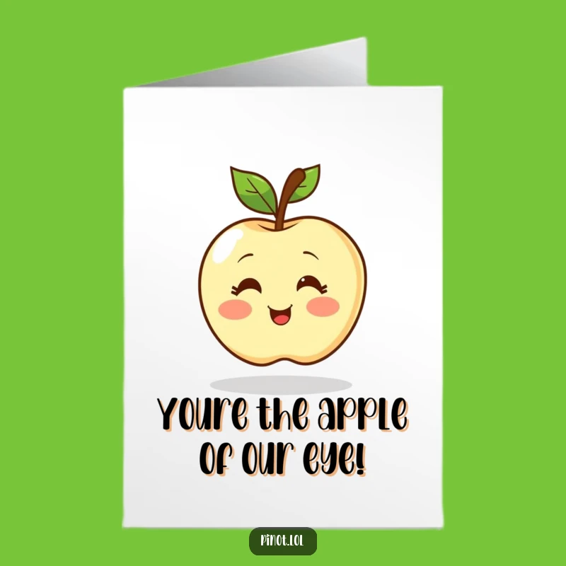 Free Printable Congrats Card: Excited Blushing Apple's Spin to Celebrate!