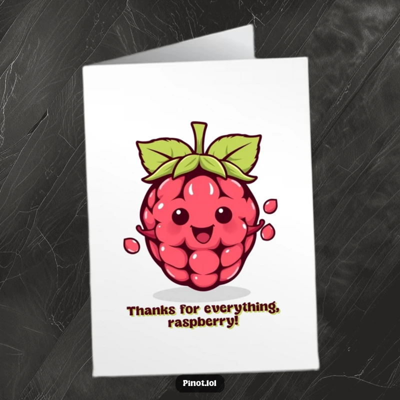 Funny Free Printable Thank You Card: A happy kawaii raspberry juggling seeds to say thank you kindly.