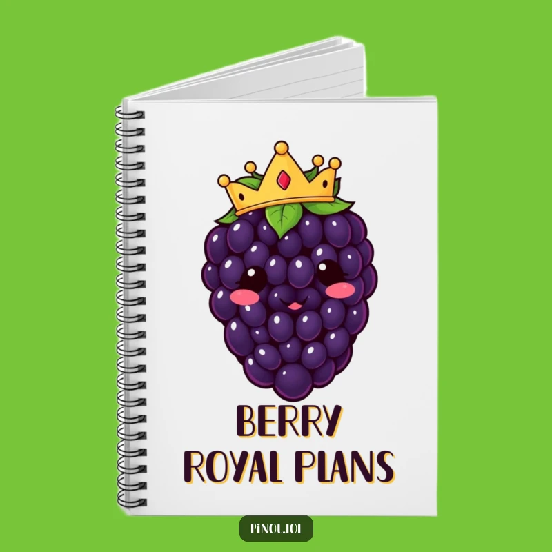 Funny Kawaii Blackberry Crown Notebook - Jot Down Royal Thoughts & Funny Gift