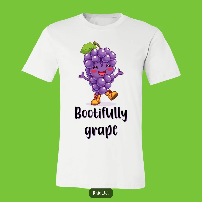 Funny Grapes Hop T-Shirt: Wearable Joy with Boots, Hilarious Fruit Gift!